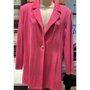 Ming Wang Pink Knit Blazer Gold button Sz M Office Classic Tailored Fit